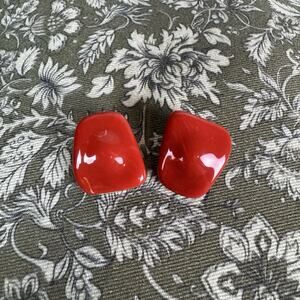 Retro Red Pop Eclectic Grandma Bold Vintage Mid Century Red Clip On Earrings
